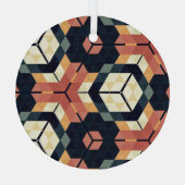 Farbiges geometrisches Muster mit Hexagon Square Ornament Aus Glas (Rückseite)