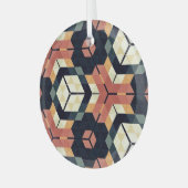 Farbiges geometrisches Muster mit Hexagon Square Ornament Aus Glas (Vorderseite links)