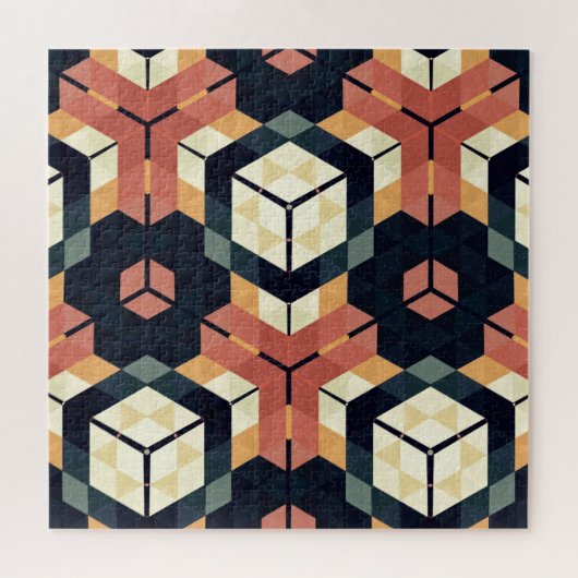 Farbiges geometrisches Muster mit Hexagon Square Puzzle (Horizontal)