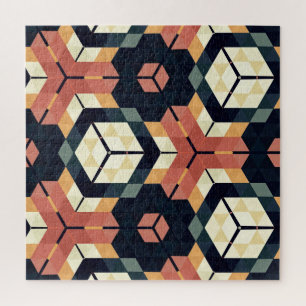 Farbiges geometrisches Muster mit Hexagon Square Puzzle