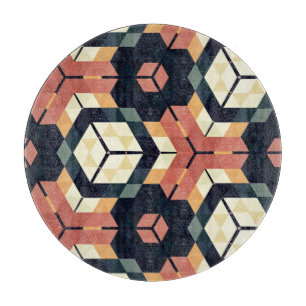 Farbiges geometrisches Muster mit Hexagon Square Schneidebrett