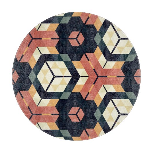 Farbiges geometrisches Muster mit Hexagon Square Schneidebrett (Vorderseite)