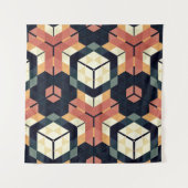 Farbiges geometrisches Muster mit Hexagon Square Wandteppich (Vorderseite (Horizontal))