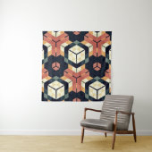 Farbiges geometrisches Muster mit Hexagon Square Wandteppich (Beispiel (Horizontal))