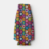 Farbiges geometrisches Muster mit Hexagonen Flaschenkühler (Vorderseite)