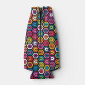 Farbiges geometrisches Muster mit Hexagonen Flaschenkühler (Rückseite)