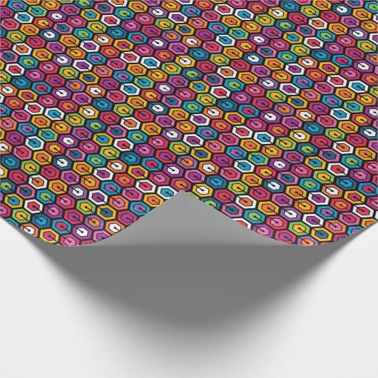 Farbiges geometrisches Muster mit Hexagonen Geschenkpapier (Ecke)