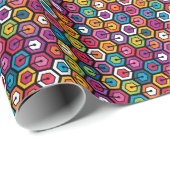 Farbiges geometrisches Muster mit Hexagonen Geschenkpapier (Rolleneckpunkt)