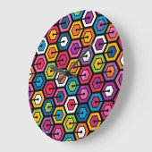 Farbiges geometrisches Muster mit Hexagonen Große Wanduhr (Winkel)