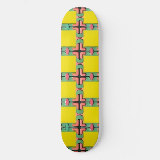 Farbiges geometrisches Muster mit symmetrischem De Skateboard (Vorderseite)