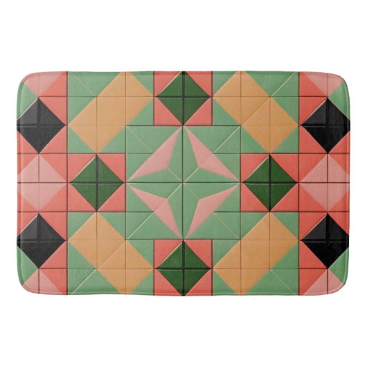 Farbiges geometrisches Muster mit symmetrischem Qu Badematte (Vorderseite)