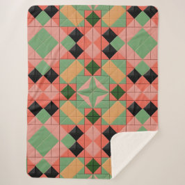 Farbiges geometrisches Muster mit symmetrischem Qu Sherpadecke