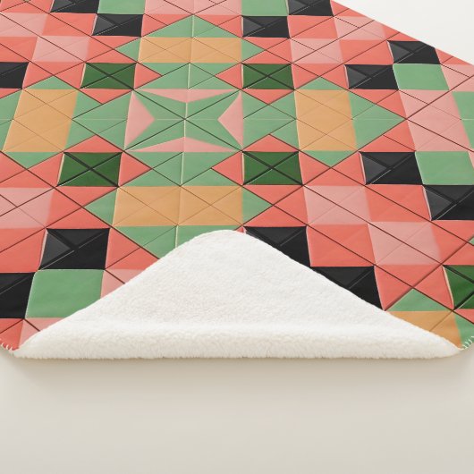 Farbiges geometrisches Muster mit symmetrischem Qu Sherpadecke (3/4)