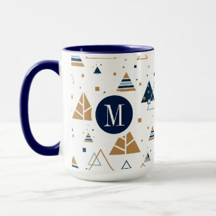 Farbiges geometrisches Muster Monogramm Tasse