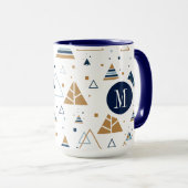Farbiges geometrisches Muster Monogramm Tasse (VorderseiteRechts)