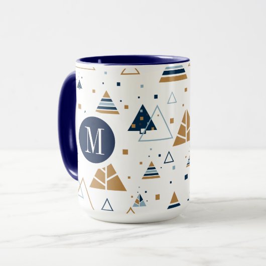 Farbiges geometrisches Muster Monogramm Tasse (Vorderseite Links)