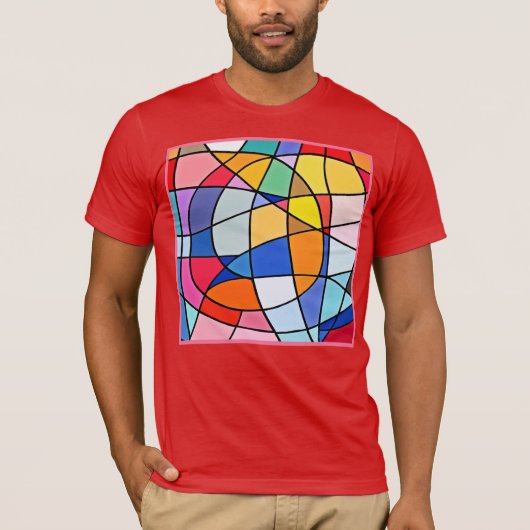 Farbiges geometrisches Muster T-Shirt (Vorderseite)
