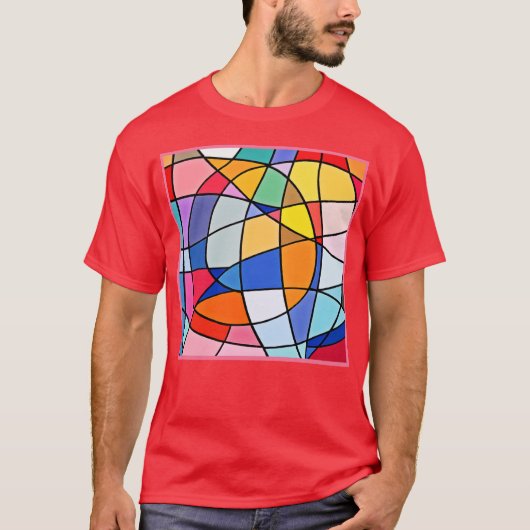 Farbiges geometrisches Muster T-Shirt (Vorderseite)