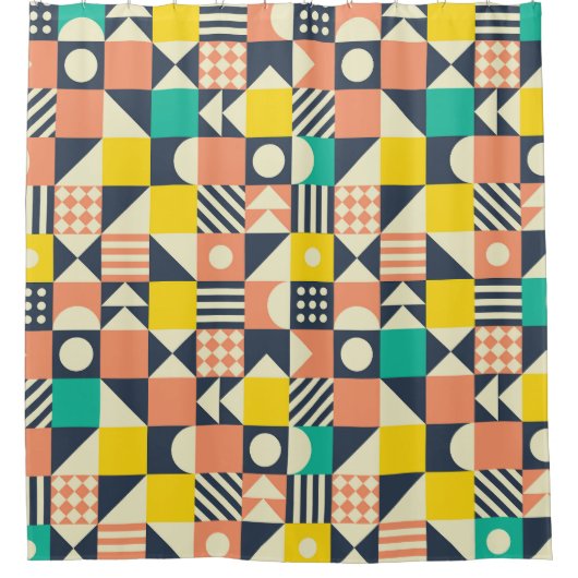 Farbiges geometrisches nahtloses Muster Duschvorhang (Vorderseite)