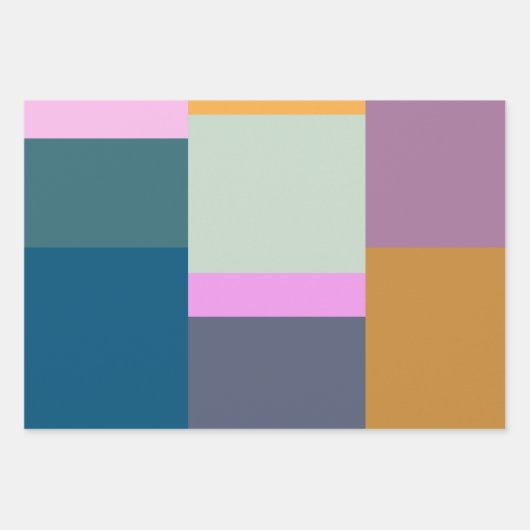 Farbiges geometrisches Patchwork in Sage Yellow Li Geschenkpapier Set (Vorderseite 3)