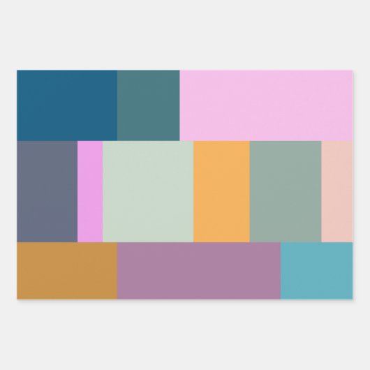 Farbiges geometrisches Patchwork in Sage Yellow Li Geschenkpapier Set (Vorderseite)