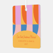 Farbiges geometrisches Personalisiertes Foto Verhe Ornament Aus Metall (Vorderseite links)