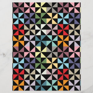 Farbiges geometrisches Pinwheel schwarzes Scrapboo