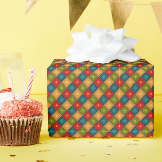 farbiges geometrisches Quadrat Geschenkpapier (Geburtstagsparty)