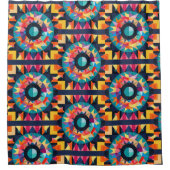 Farbiges geometrisches Quiltmuster Duschvorhang (Vorderseite)