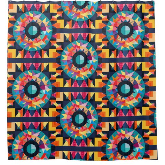 Farbiges geometrisches Quiltmuster Duschvorhang (Vorderseite)