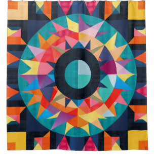 Farbiges geometrisches Quiltmuster Duschvorhang