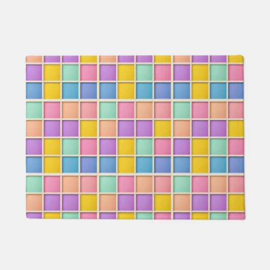 Farbiges geometrisches Raster Fußmatte (Vorderseite)