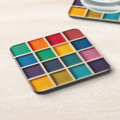 Farbiges geometrisches Raster Getränkeuntersetzer (Linke Seite)