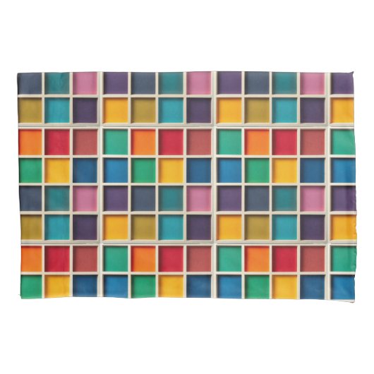 Farbiges geometrisches Raster Kissenbezug (Vorderseite)