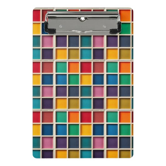 Farbiges geometrisches Raster Mini Klemmbrett (Vorderseite)