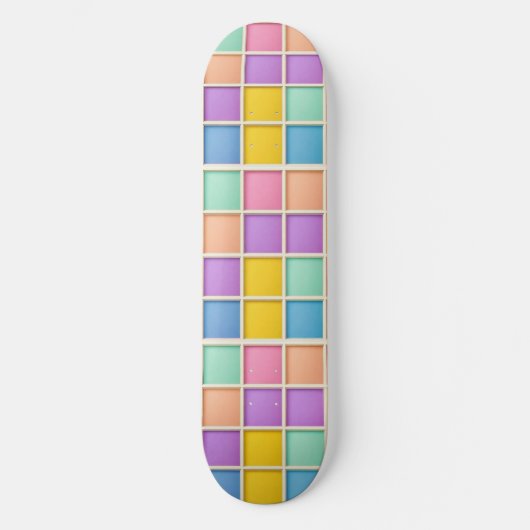 Farbiges geometrisches Raster Skateboard (Vorderseite)
