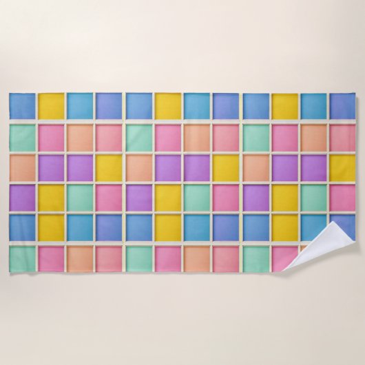 Farbiges geometrisches Raster Strandtuch (Vorderseite)