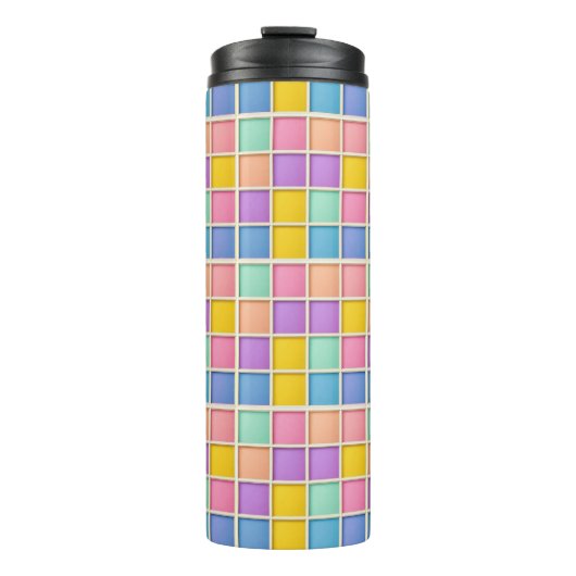 Farbiges geometrisches Raster Thermosbecher (Vorderseite)