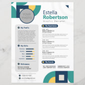 Farbiges geometrisches Resume, Lebenslauf (Vorderseite)