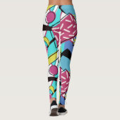 Farbiges geometrisches Retro-80er-Memphis-Design Leggings (Rückseite)