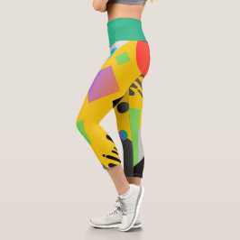 Farbiges geometrisches Retro-Muster Gelbgrün Niedl Capri Leggings