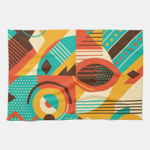 Farbiges geometrisches Retro: Vintage Abstraktion. Geschirrtuch