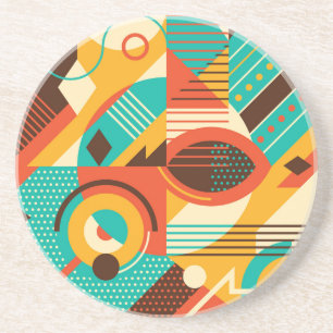 Farbiges geometrisches Retro: Vintage Abstraktion. Getränkeuntersetzer