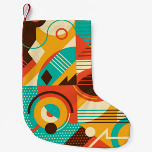 Farbiges geometrisches Retro: Vintage Abstraktion. Kleiner Weihnachtsstrumpf