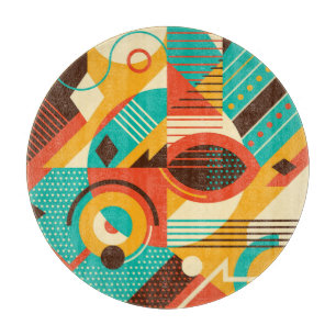 Farbiges geometrisches Retro: Vintage Abstraktion. Schneidebrett