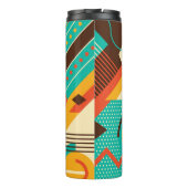 Farbiges geometrisches Retro: Vintage Abstraktion. Thermosbecher (Rückseite)