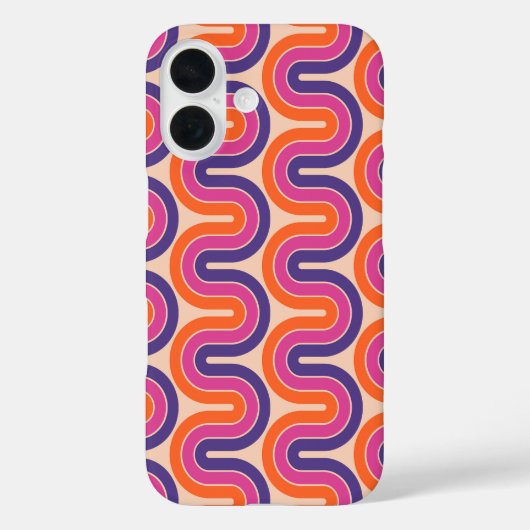 Farbiges geometrisches Wellendesign im Retro Case-Mate iPhone Hülle (Rückseite)
