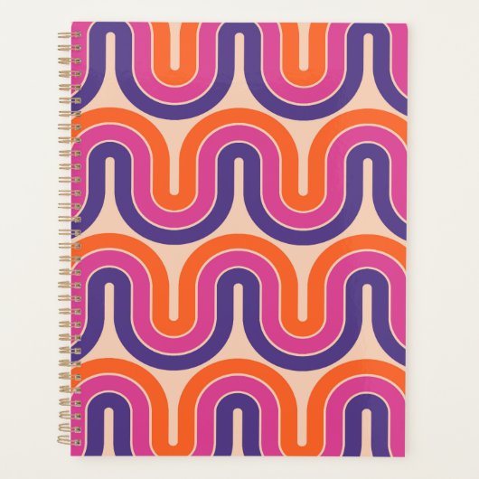 Farbiges geometrisches Wellendesign im Retro Planer (Vorderseite)
