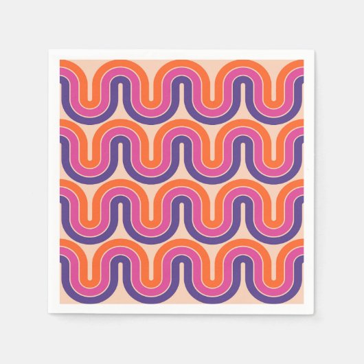 Farbiges geometrisches Wellendesign im Retro Serviette (Vorderseite)