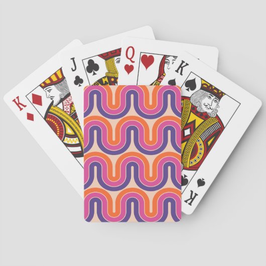 Farbiges geometrisches Wellendesign im Retro Spielkarten (Rückseite)